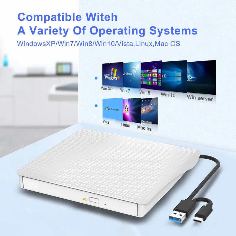 Внешний DVD привод Оптический привод USB 3,0 CD rom плеер Burner горелка Писатель ридер рекордер Portatil для ноутбук с системой Windows PC