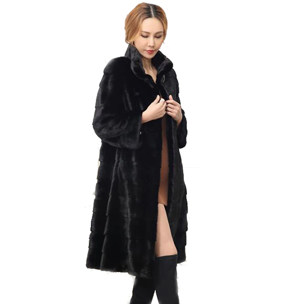 Discount Genuine Real Rabbit Fur Long Coat Big Size Factory Wholesale