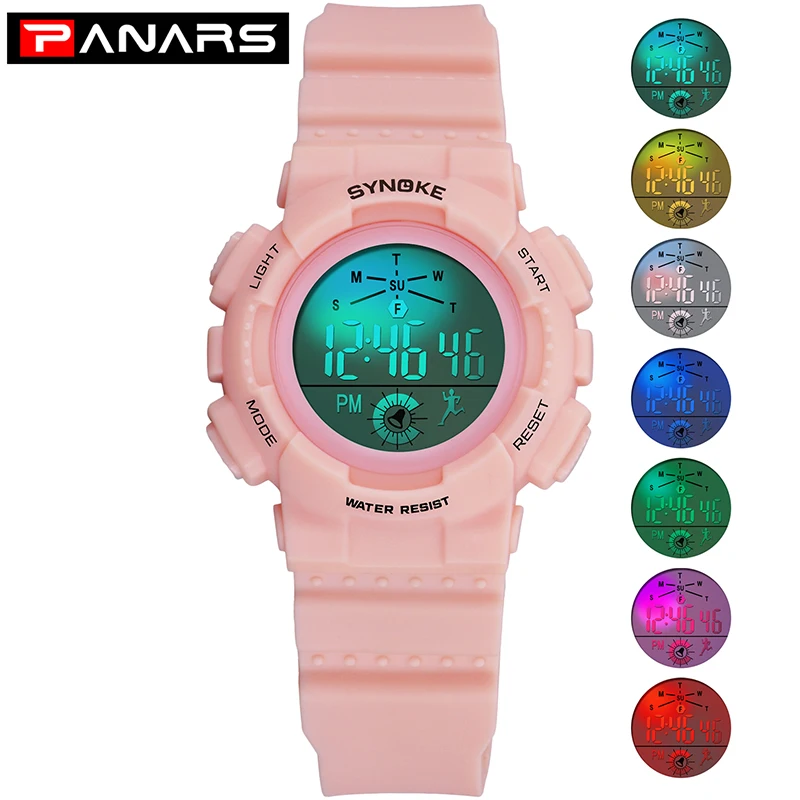 

SYNOKE Children Sports Watch Waterproof Fashion Casual Students Watch Alarm Gift Colorful LED Digital Watches For Kids Relgioes