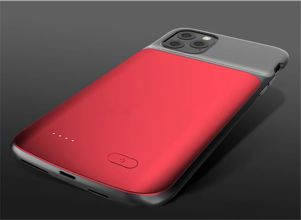 Чехлы для аккумуляторов для iPhone 11 Pro Max power Case экстенал батарея power Bank жидкие силиконовые противоударные Чехлы - Цвет: Red