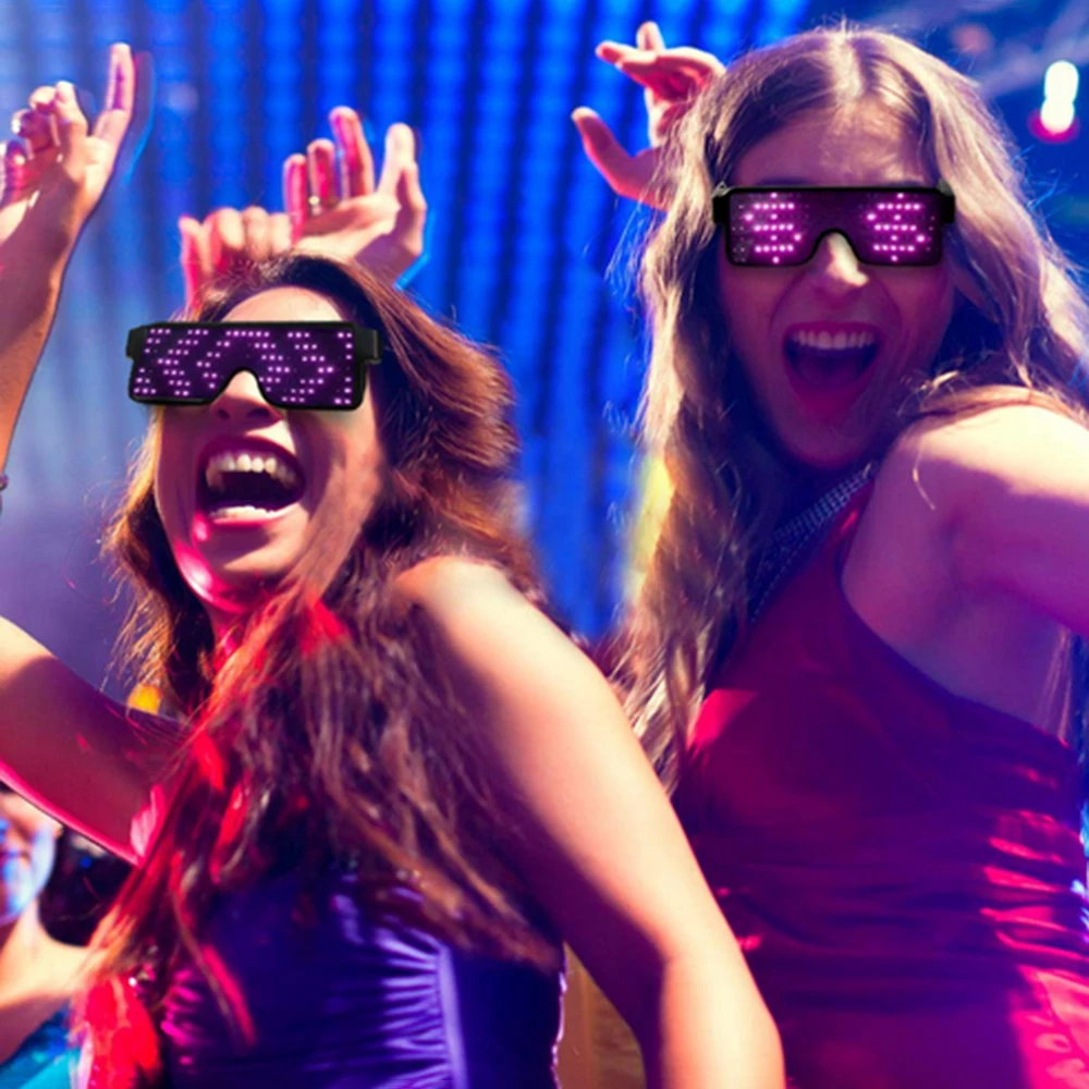 LED Light up Glasses Glowing Glasses USB Rechargeable Wireless with Flashing LED Display Party Bars Glowing Luminous Glasses