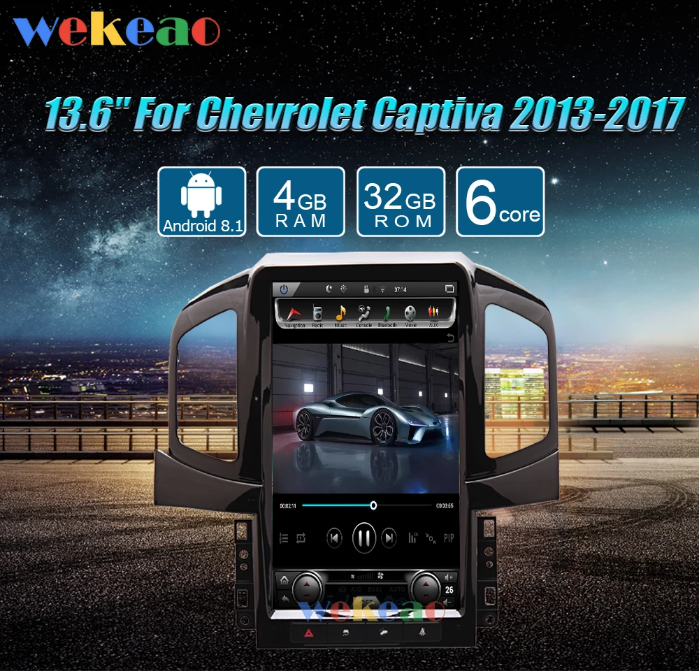 Wekeao вертикальный экран Tesla style 13,6 ''Android 8,1 автомобильный Радио gps навигатор Автомобильный dvd-плеер для Chevrolet Captiva 2013- 4G