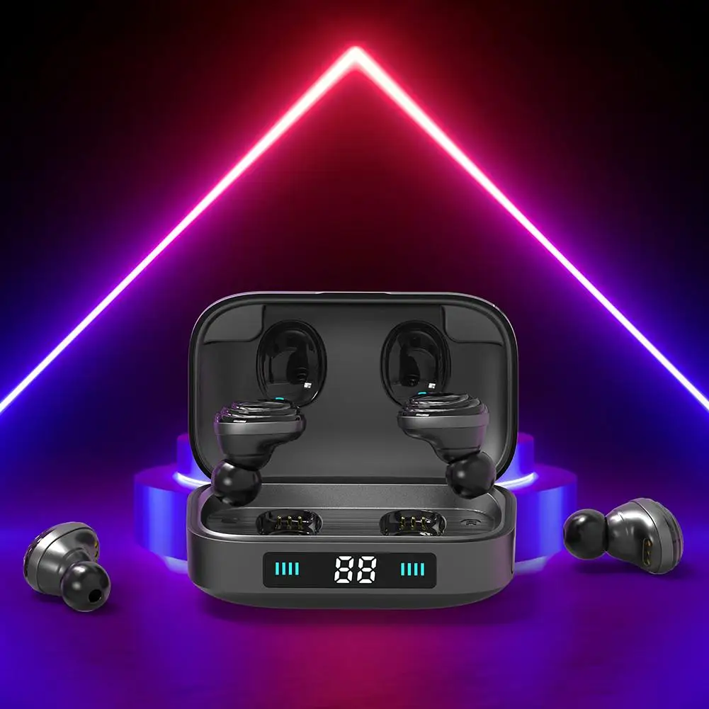 

H01 LED Display In-ear Earphone Bluetooth 5.0 Stereo Headset Bin Separation Wireless IPX7 Waterproof 9D Stereo Music TWS Earbuds