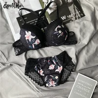 Bielizna w dużych rozmiarach zestaw damski Sexy duże biustonosze w klatce piersiowej koronkowa piękna miękka na tył Push Up biustonosz i majtki Femme Plus rozmiar komplet bielizny 4