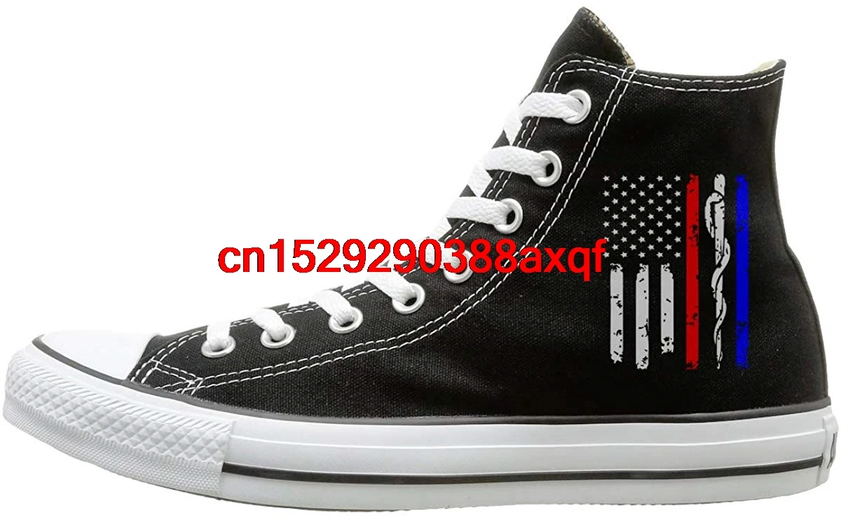 

Canvas Shoes Police & Firefighter & EMT Flag Fashion High Top Lace Ups Sneaker For Unisex
