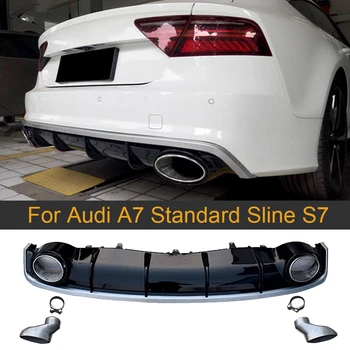 

Rear Bumper Diffuser Lip for Audi A7 Standard Sline S7 2016-2018 PP Diffuser with Exhaust Tips Not RS7 Carbon Look/ Gloss Black