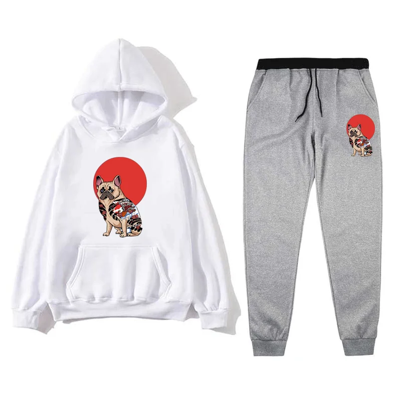 

Men's Sets French Bulldog Yakuza Hoodies Suits SportswearWarm Tracksuit Hoodies And Pants Casual Pullovers Joggers Wholesale
