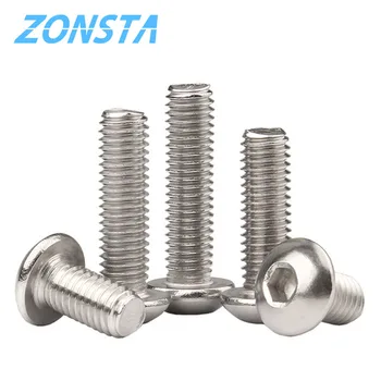 กุญแจอัลเลนหัวสกรู M2 M2.5 M3 M4 M5 M6 304สแตนเลสปุ่ม Hex ซ็อกเก็ตหัวรอบเครื่องเฟอร์นิเจอร์ Bolt ISO7380 DIY 1