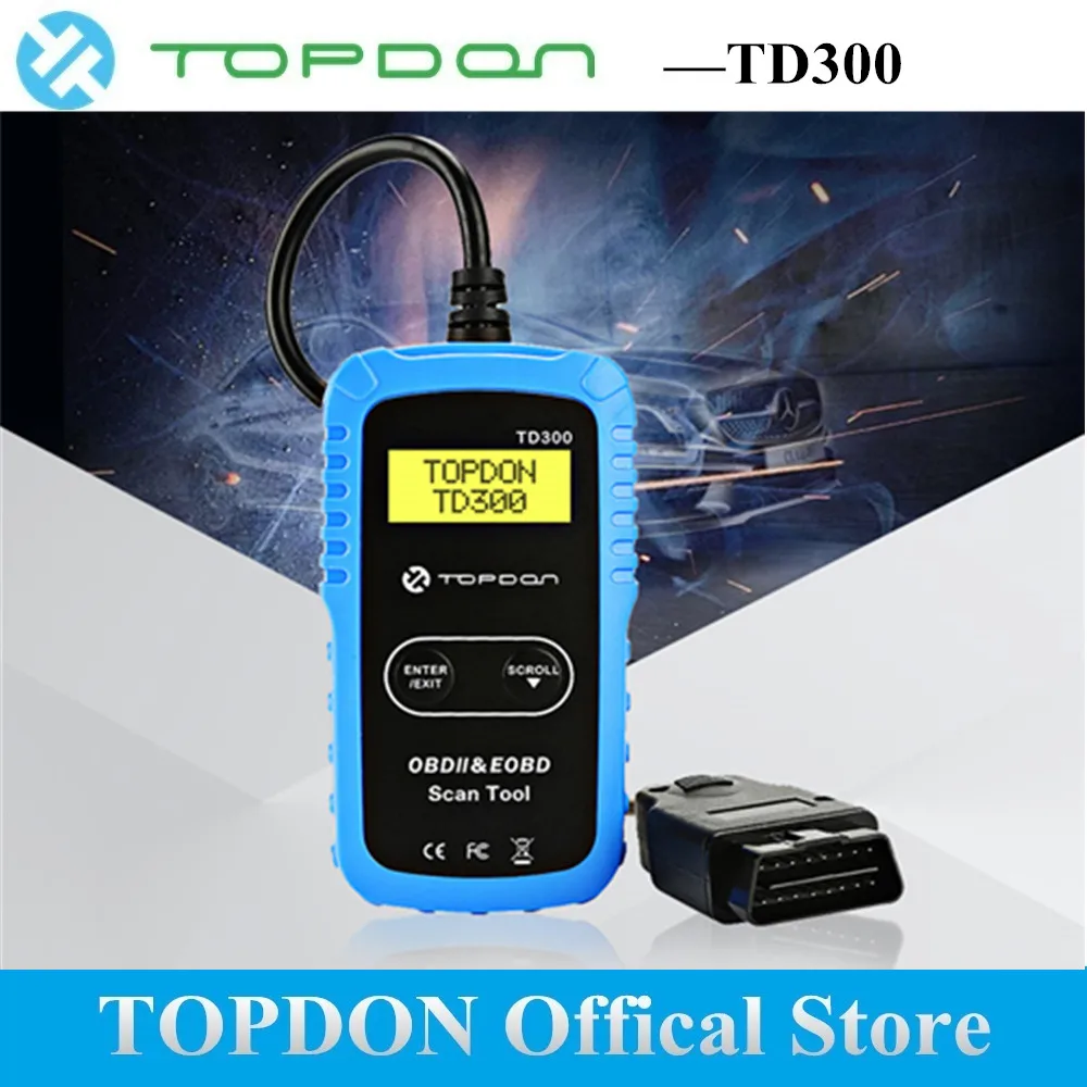 TOPDON OBD2 сканер TD300 12 В EOBD считыватель кодов OBDII Автомобильные диагностические инструменты тестер даты авто для DIYers PK MS300 CR4001