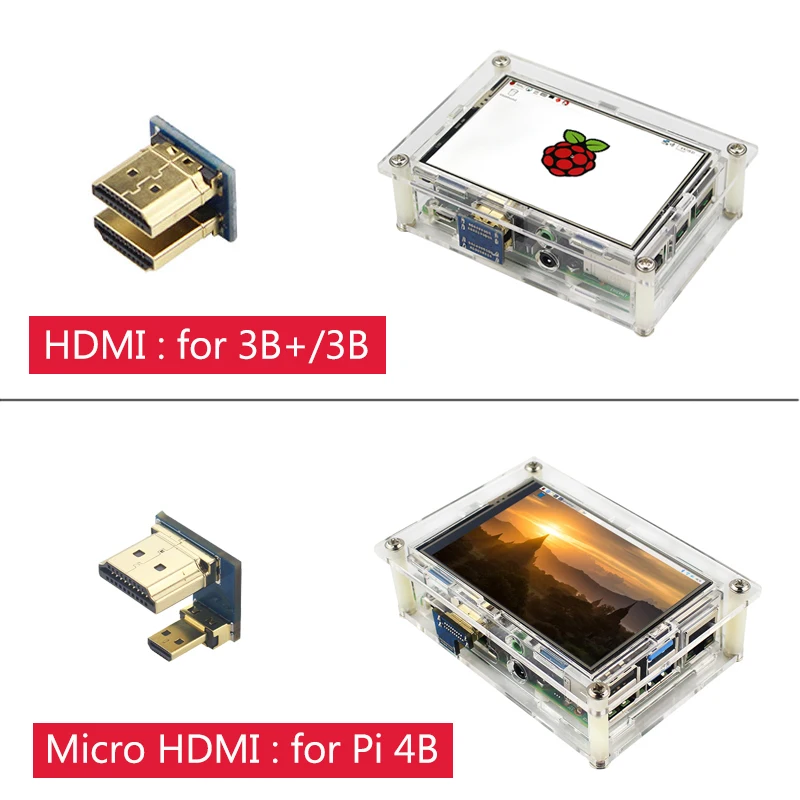 Ceny 3.5 cal Raspberry Pi 4 ekran dotykowy 480x320 do 1920x1080 wyświetlacz LCD moduł | obudowa akrylowa wsparcie PC laptopa Raspberry Pi 3 B +