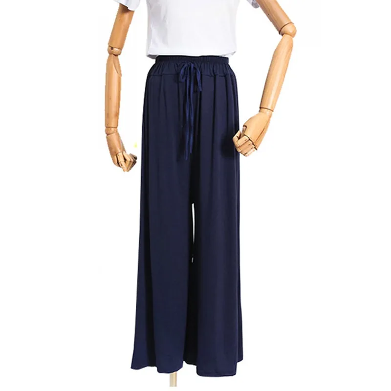 

5 Colors Plus Size Loose Style Modal Material Office Lady Pleated Bow Women's Pants High Waist Drawstring Solid Wide Leg Pants