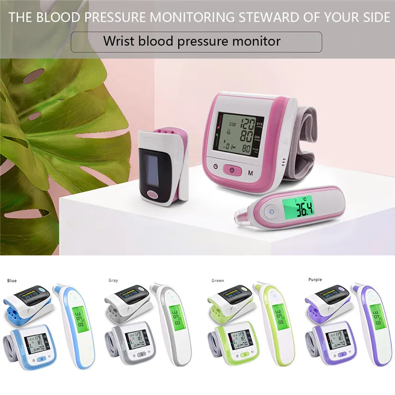 

Infrared Fingertip Pulse Oximeter Digital Health Care Electronic Thermometer Sphygmomanometer Wrist Pulse Oxygen Monitor Set