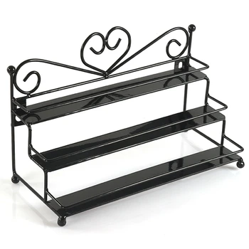 

Metal Nail Polish Shelf Cosmetic Varnish Display Holder Heart Design Women Makeup Wall Rack Organizer Case Black