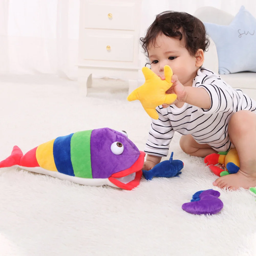 Мультяшная плюшевая игрушка в форме морского животного, набор плюшевых игрушек для малышей, мягкая Морская звезда, Акула, краб, осьминог
