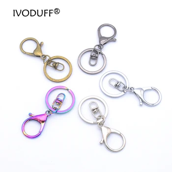 

5x 30mm Flat Key Ring With Lobster Popular Classic Plated Lobster Clasp Key Holder Chain Jewelry Making For Keychain