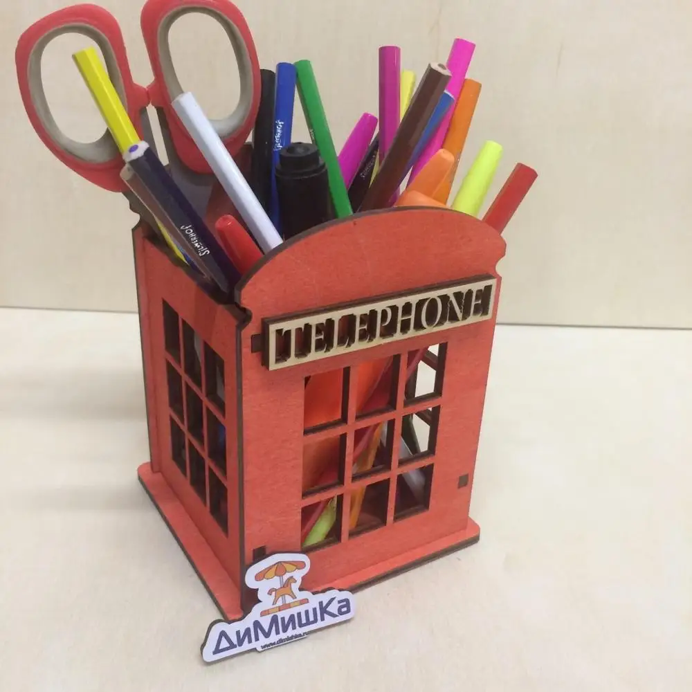 Подставка для ручек карандаш.Телефонная будка Лондон красный.макияж ящик