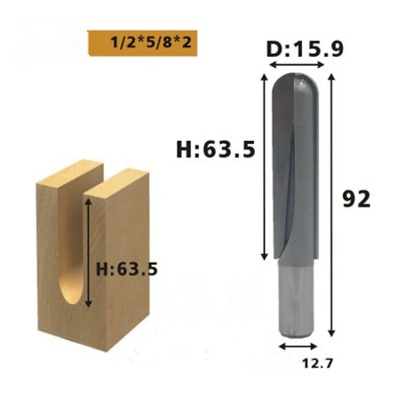 12,7 мм хвостовик дверной замок отверстие открывалка маршрутизатор бит Замочная скважина Фрезерный резак для дерева Деревообрабатывающие инструменты Концевая мельница - Длина режущей кромки: 92mm