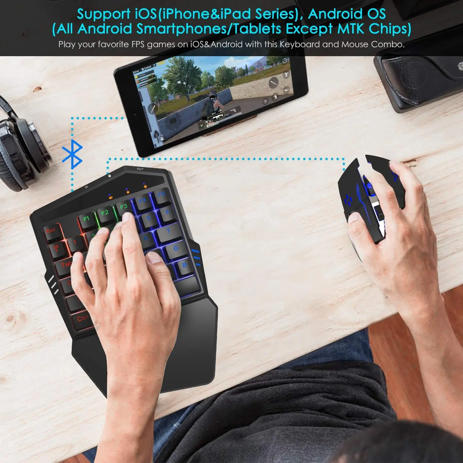 DarKWalker Bluetooth Мобильный игровой конвертер клавиатуры и мыши встроенный для