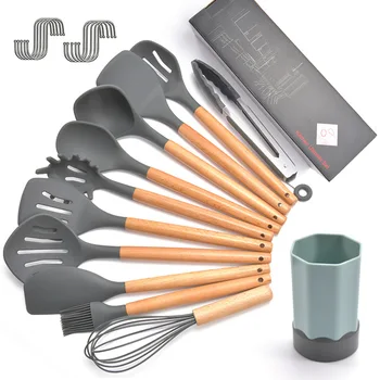 

12Pcs Silicone Kitchenware Cooking Utensils Set Heat Resistant Kitchen Non-Stick Cooking Utensils Baking Tools With Storage Box