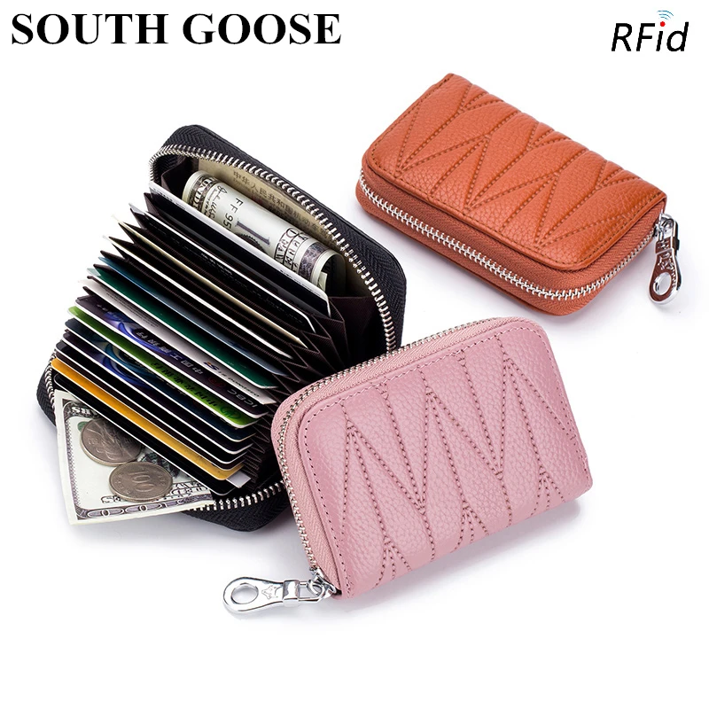Small Wallet Card-Bag Business-Card-Case Credit-Card-Holder Zipper-Organizer Rfid Blocking
