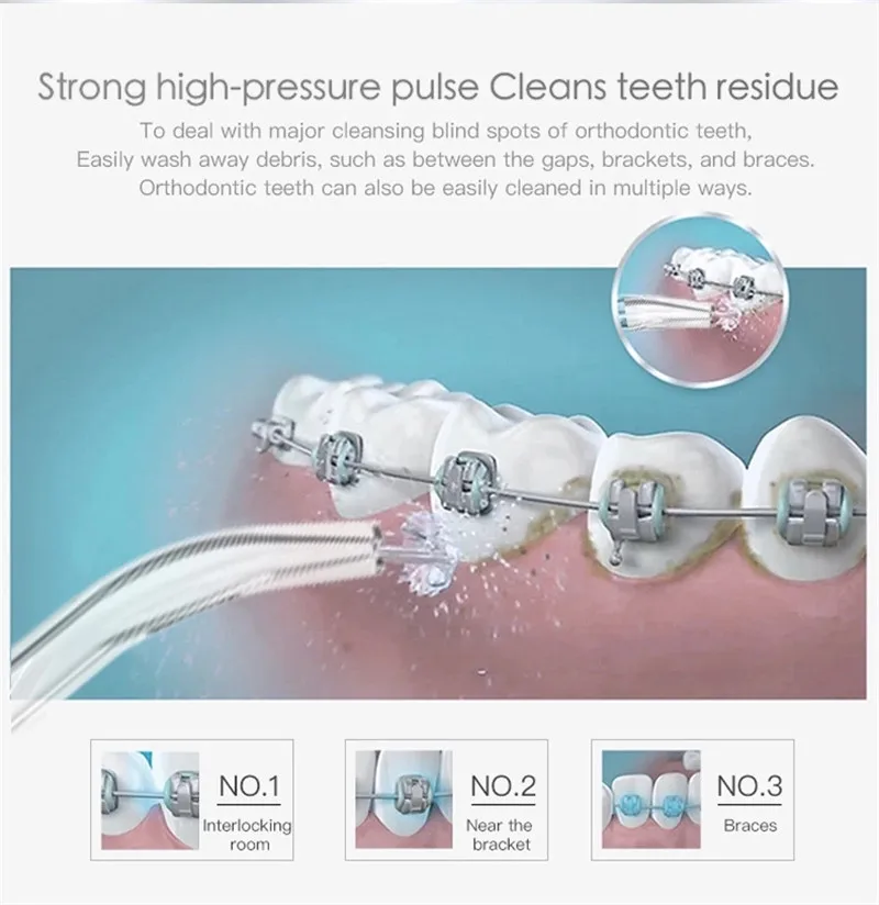 Dobrável sem Fio Jato de Água Portátil Oral Irrigator Água Dental Flosser Usb Recarregável Floss Dente Jet Dicas 165ml Retrátil 6 floss dente jet dicas 165ml retrátil