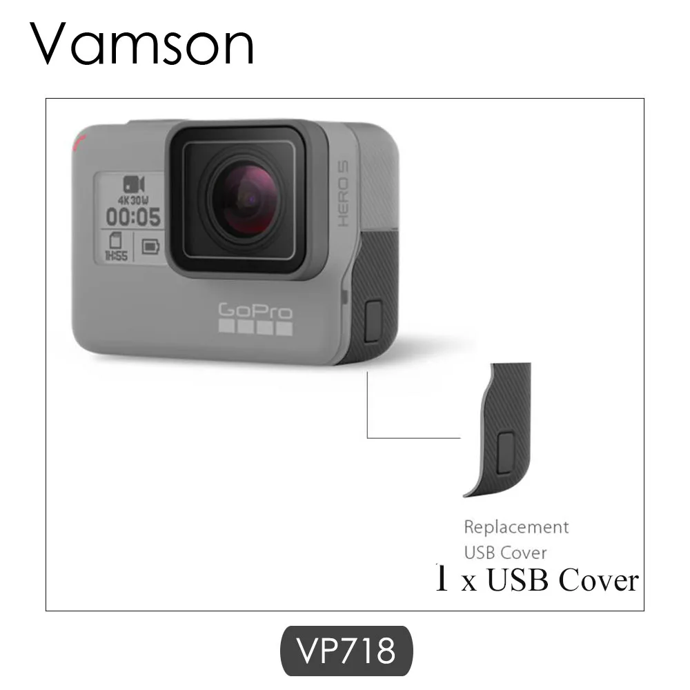 Vamson для Go pro Аксессуары УФ Защитная линза Замена USB HDMI порт боковая крышка для Gopro Hero 7 6 5 S порт камеры VP717 - Цвет: VP718