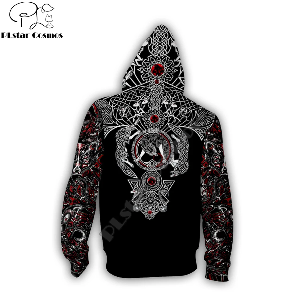PLstar Cosmos New design Fashion zip hoodie Viking Tattoo 3D Printed Unisex Hoodie streetwear Casual jacket coat Drop ship
