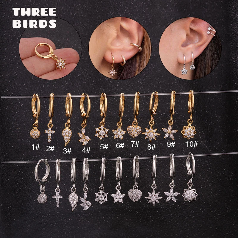 

Trendy Zircon 1piece Small Hoop Earrings Gold Silver color Personality Customized Earrings For Women Jewelry pendientes mujer