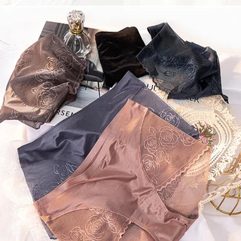 

Women Panties Ice Silk Breathable Antibacterial Ladies Briefs 2020 Fashion New Seamless Elasticity Comfortable Panties Lace