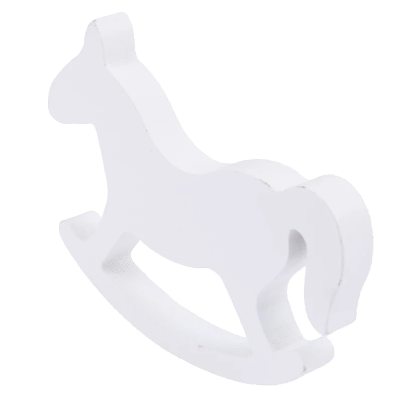 White Wooden Rocking Horse Trojan Figurines & Miniatures Wedding Ornament Home Decor Crafts Kids Toys wooden figurine crafts,wood figurines