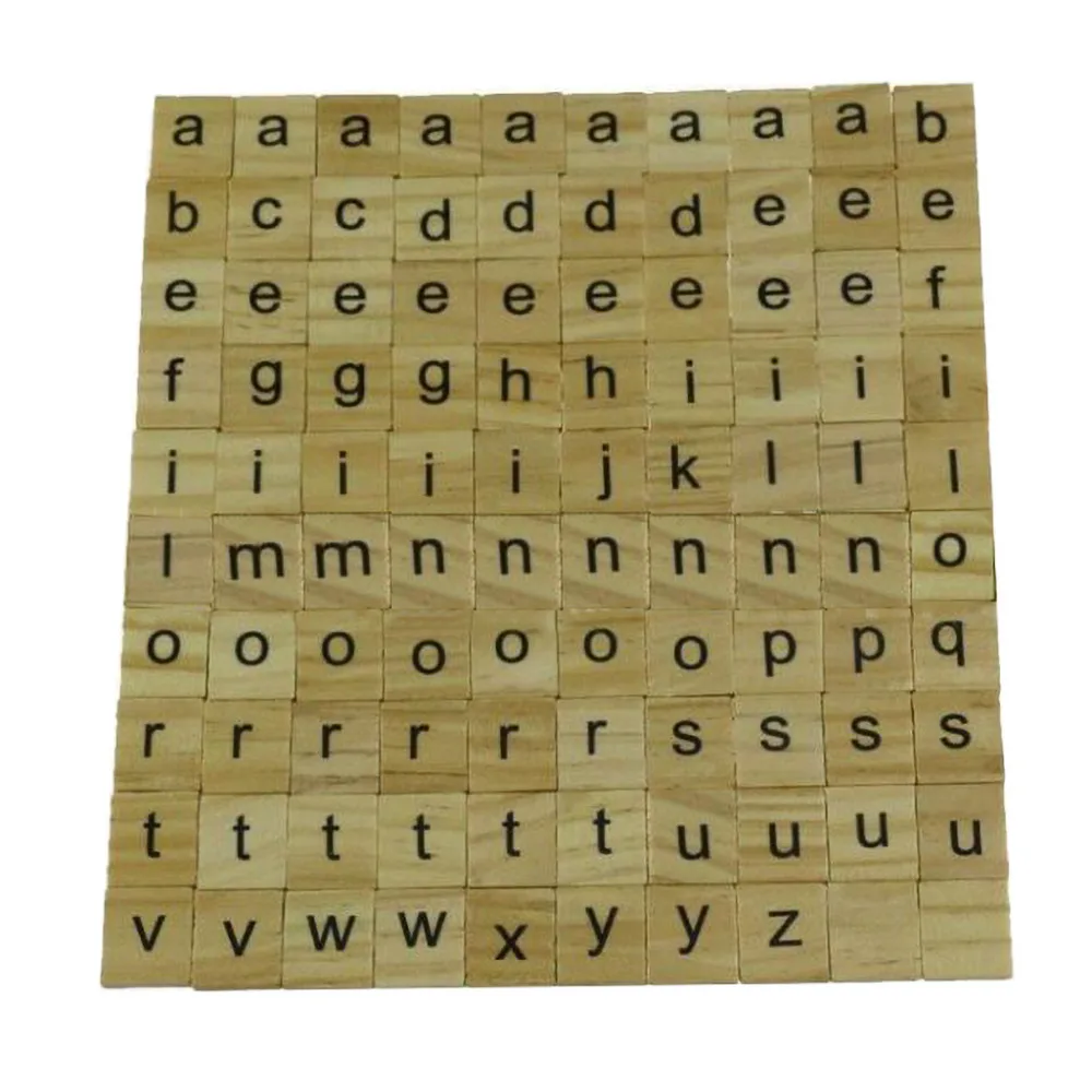 Деревянный скрэббл буквы 100 шт./компл. для цифр, игрушки из дерева Деревянный алфавитный черный царапают головоломки буквы Плитки ребенка и