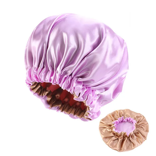 Wholesale Silky Satin Bonnet Hair Cap Double Layer Sleep Night Cap with Invisible Flat Adjusting Button Head Cover Bonnet Hat style454-10