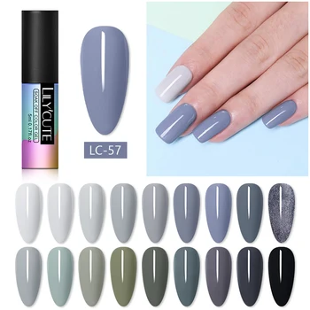 

LILYCUTE 5ml UV Gel Nail Polish Grey Color Series Semi Permanent Long Lasting Soak Off UV Gel Polish Top Coat UV LED Gel Varnish
