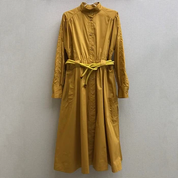 

2020 Women Dress Long Sleeve Cotton Dress Vestidos Women Elegant High Waist Long Dress Femme