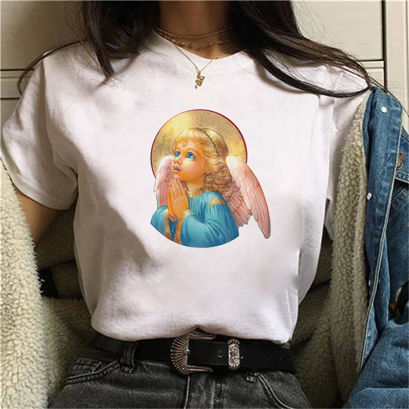90s Graphic Rock Top Tees Female Angel child T Shirt Women Harajuku Vintage T-shirt Fashion Queen Tshirt