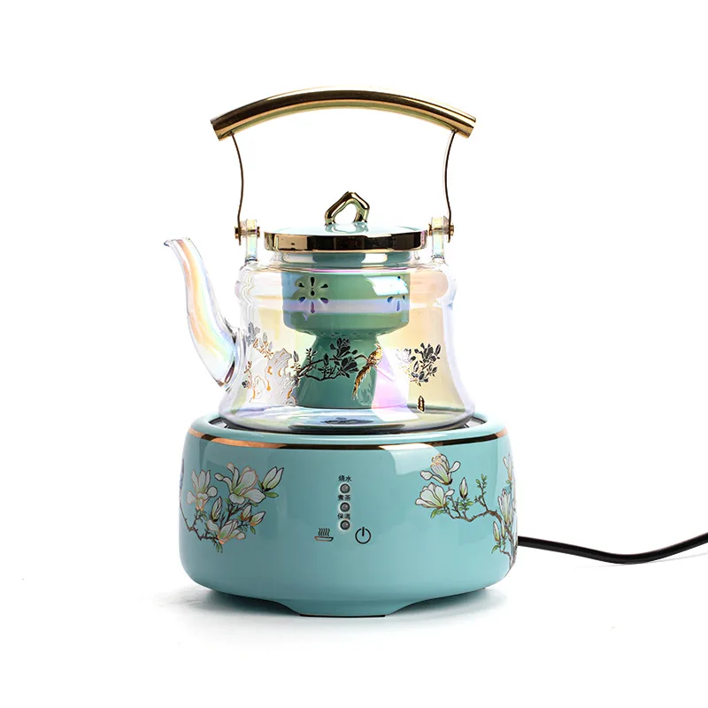 220V 1500w Automatic Insulation Electric ceramic heaters Tea stove boiler 850ml teapot Borosilicate glass three gears two filter
