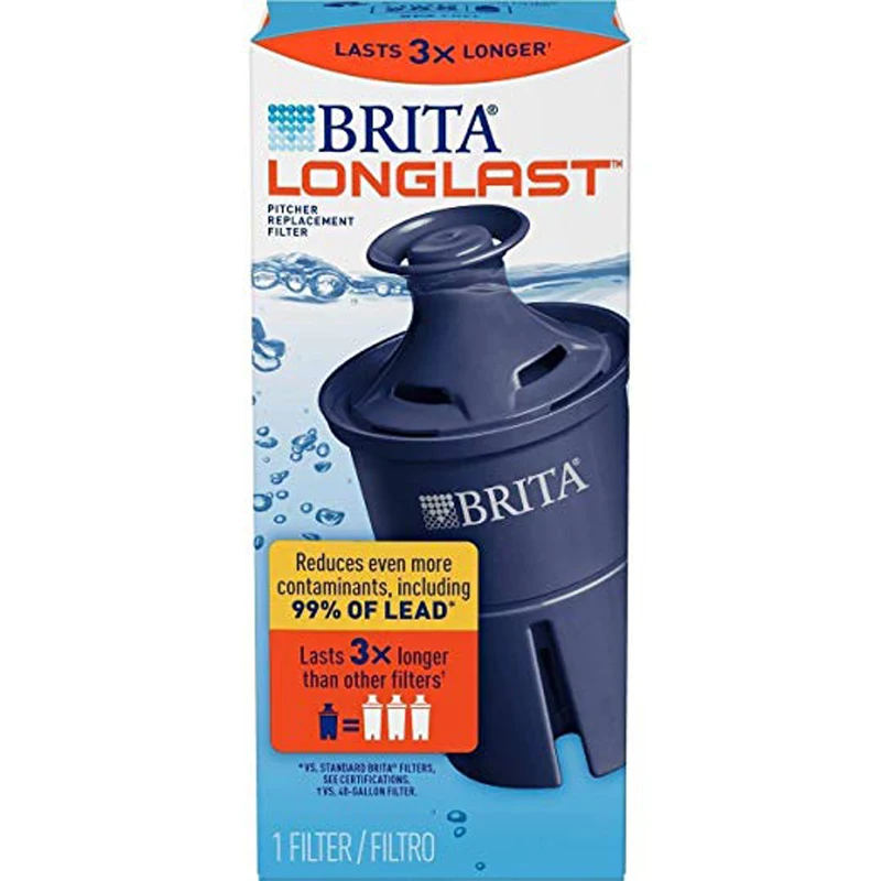 Brita Longlast Water Filter Replacement Filter for Pitcher and Dispensers, Reduces Lead,BPA Free 3 Count