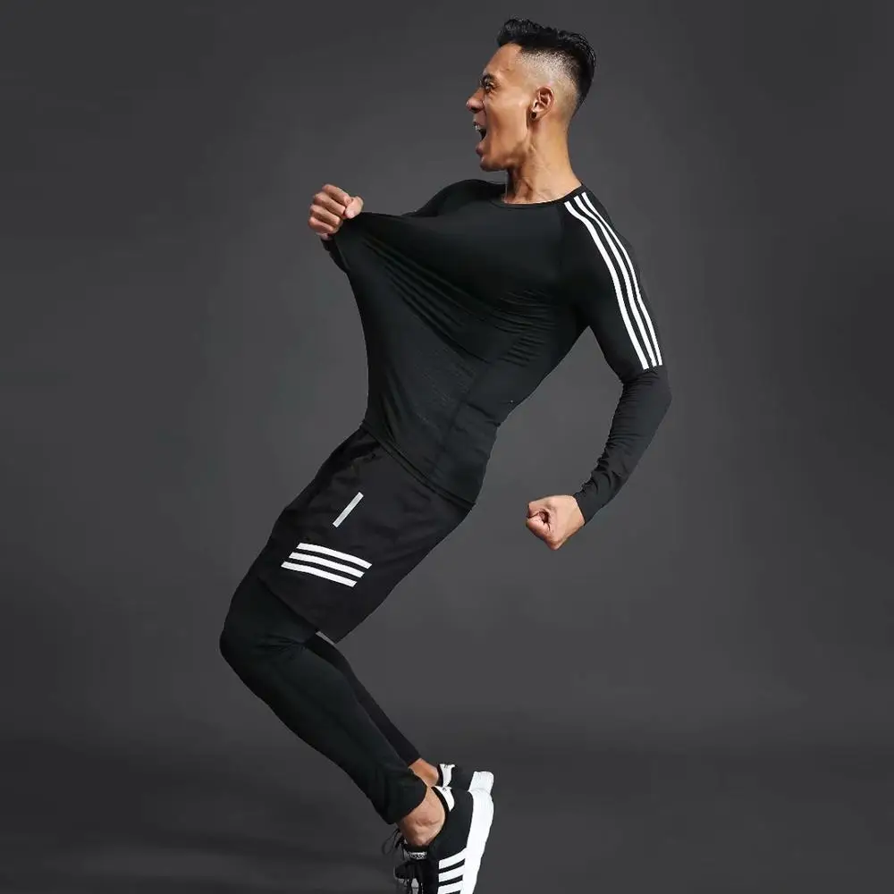 Men Running Fitness T Shirt Quick Dry T Shirt Training Sports Jersey Football Solid Sports Muscle Shirts Gym Tops tees