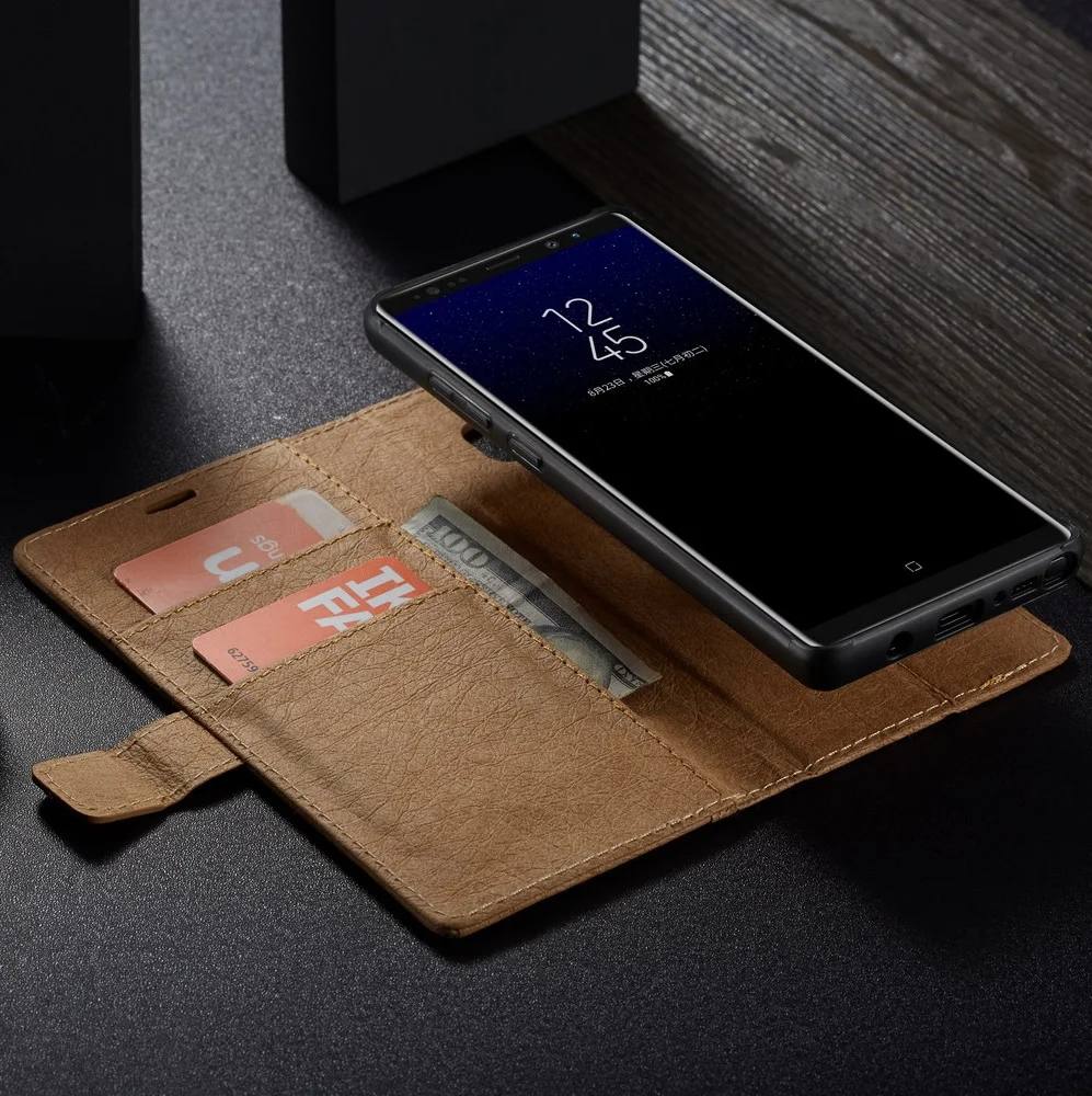 Чехол для samsung galaxy note 8 9 S8 S9 Plus S7 edge, Магнитный Флип-кошелек из крафт-бумаги, слот для карт, съемный чехол-книжка
