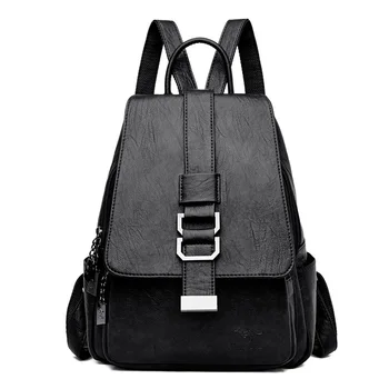 

2019 Women Leather Backpacks Vintage Female Shoulder Bag Sac a Dos Travel Ladies Bagpack Mochilas School Bags For Girls Preppy