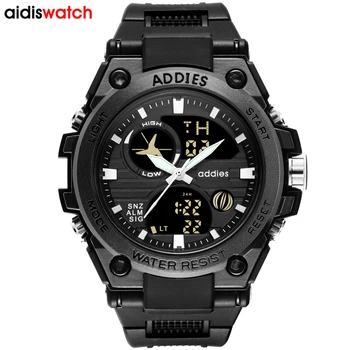 

ADDIES Top Brand LuxuryMen Sports Watches Display Analog Digital LED Electronic Wristwatches Waterproof Swimming Military Watch
