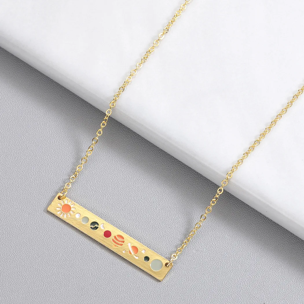 Chandler Astronomy Lunar Moon Phase Necklace & Pendant Women Galaxy Jewelry Choker Chain Bar Choker Bijoux Femme Simple Colier