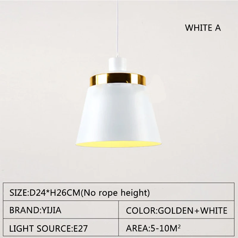Современный подвесной светильник в скандинавском стиле, ретро, лофт, Подвесная лампа, налобный фонарь, светодиодная лампа, арт-деко, светильник, алюминиевый прикроватный абажур, лампа для кухни - Цвет корпуса: LP-497 WHITE A