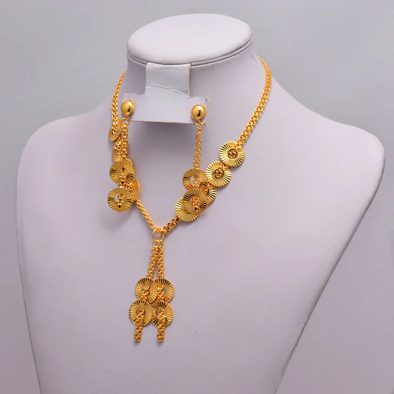 

Ethiopian Dubai Fashion African Dubai Gold Color Jewelry Women African Set Nigerian Bridal Jewelry Sets Wedding Jewelry Set