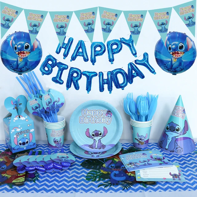Lilo & Stitch Theme Kids Boys Girls Birthday Party Supplies Kit Balloons  Banner Cake Toppers Decors Set