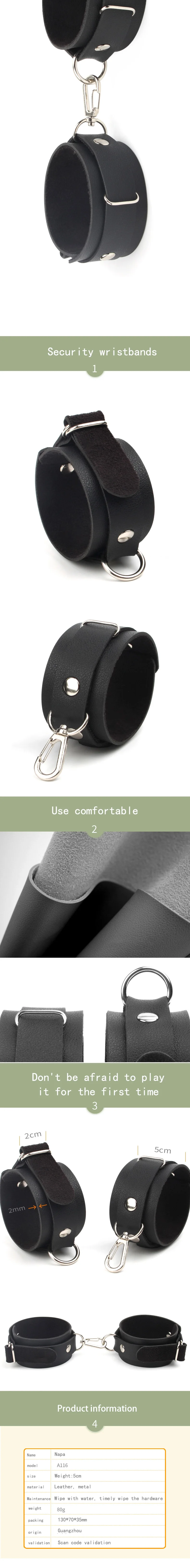 Menottes Poignets Rouge – Cuir & Fourrure – Pour Jeux érotiques BDSM – Modèle X313
