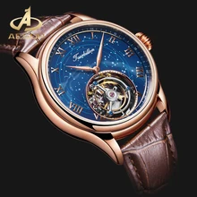  AESOP Real Tourbillon Men's Mechanical Watches Top Luxury Brand Men Watch Starry Sky Dial Watch Waterproof Sapphire Glass Watch 