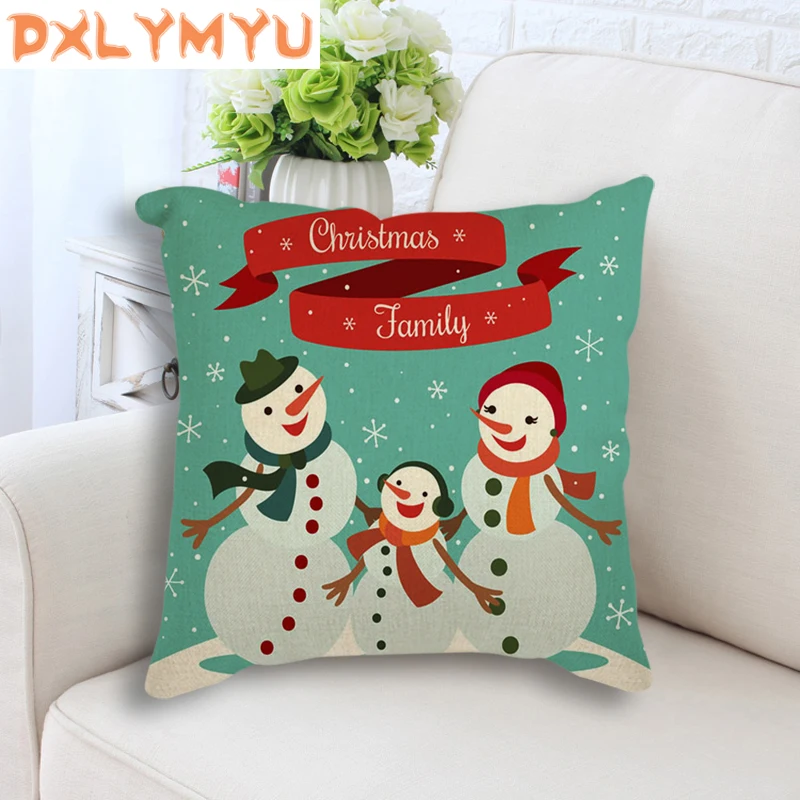 Квадратная наволочка льняная Подушка с надписью &quotMerry Christmas&quot декоративная