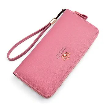 

Fashion women's clutch bag long wallet PU leather solid color credit card holder purse
