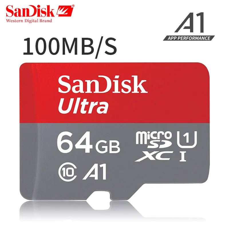 SanDisk MicroSD карты A1 64 Гб 128 200 256 100 МБ/с. карты памяти SDHC/SDXC карты памяти 16 Гб оперативной памяти, 32 Гб встроенной памяти, 98 МБ/с. для планшета/смартфона - Емкость: 64 ГБ